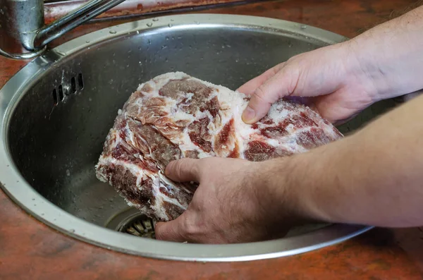 Capicola Casera Coppa Lomo Cerdo Curado Seco Receta Paso Paso —  Fotos de Stock