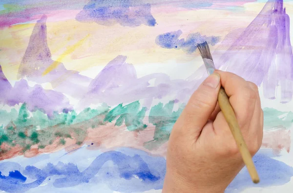 Diy Learning Draw Hobbies Нарисуй Картинку Бумаге Шаг Нарисуйте Облака — стоковое фото