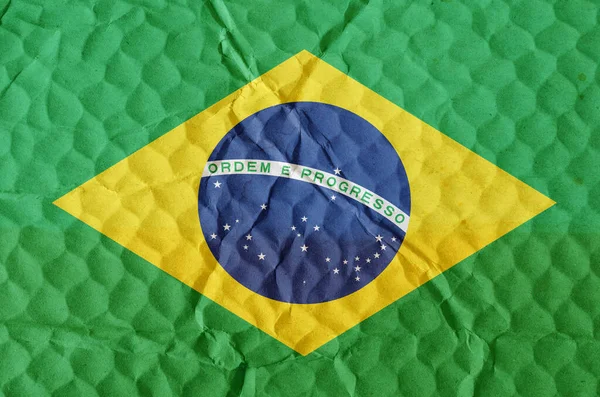 Flaga Brazylii Nierównej Fakturowanej Powierzchni Koncepcja Wolności Niezależności Narodu — Zdjęcie stockowe