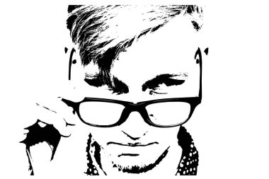 Gözlüklü çapkın bir gencin portresi. Modayla ilgilenen gözlüklü. Vektör illüstrasyonu