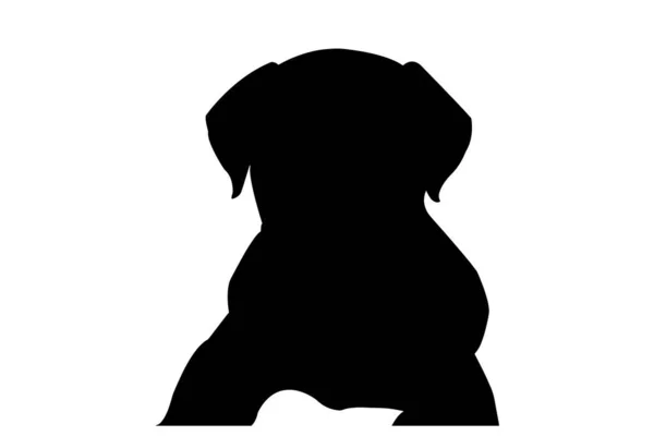 Silhouette Nera Cucciolo Rottweiler Sfondo Bianco Cucciolo Due Mesi Sdraiato — Vettoriale Stock