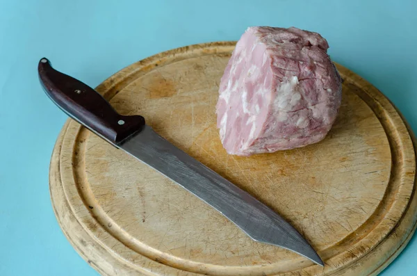 Knife Homemade 후추와 잘랐다 케이싱 맛있는 돼지고기 집에서 수있는 — 스톡 사진