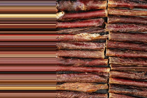 Getrocknete Hundefleisch Sticks Voller Rahmen Getrocknetes Rindfleisch Ösophagus Horizontal Natürliche — Stockfoto