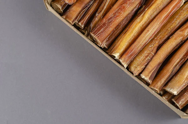 Pet Treats Fragment Cardboard Box Full Chew Sticks Popular Natural — Zdjęcie stockowe