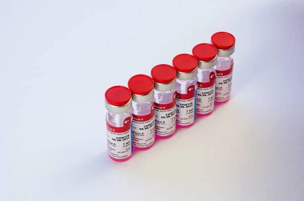 Vacuna Contra Rabia Animal Biocan Bioveta Color Blanco Seis Ampollas —  Fotos de Stock