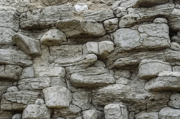 Stara Ściana Twierdzy Wykonana Szarych Kamieni Przypadkowych Kształtach Rozmiarach Tekstura — Zdjęcie stockowe