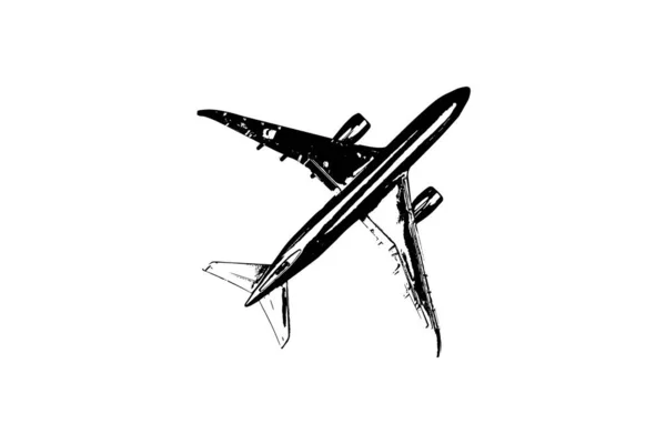 Silhouette Noire Blanche Avion Jouet Sur Fond Blanc Illustration Vectorielle — Image vectorielle