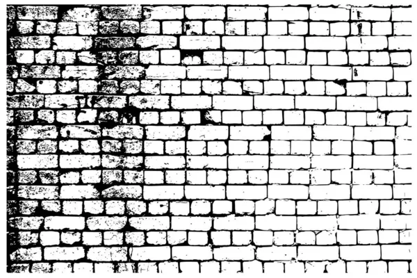 Černobílé Vektorové Znázornění Cihlové Stěny Realistické Abstraktní Architektonické Pozadí Polovičatými — Stockový vektor