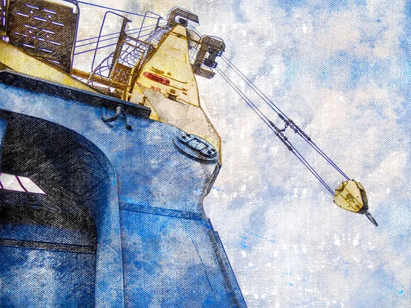 Hafenkran Gegen Den Blauen Himmel Portalkran Ist Ein Drehbarer Auslegerkran — Stockfoto