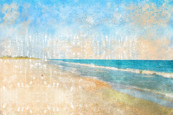 Пустой Летний Пляж Песчаный Пляж Против Голубого Неба Теплого Моря — стоковое фото