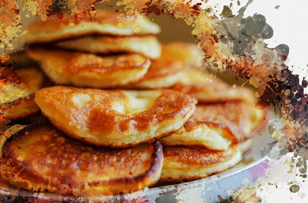 Une Pile Beignets Frits Sur Une Assiette Nourriture Traditionnelle Maison — Photo