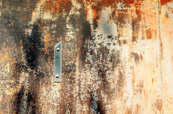 Número Uno Brillante Vieja Superficie Metálica Oxidada Una Puerta Acero — Foto de Stock