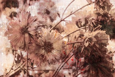 Kahverengi çiçek buketi. Gerbera çiçekleri. Dekoratif bir geçmiş. Çiçek..