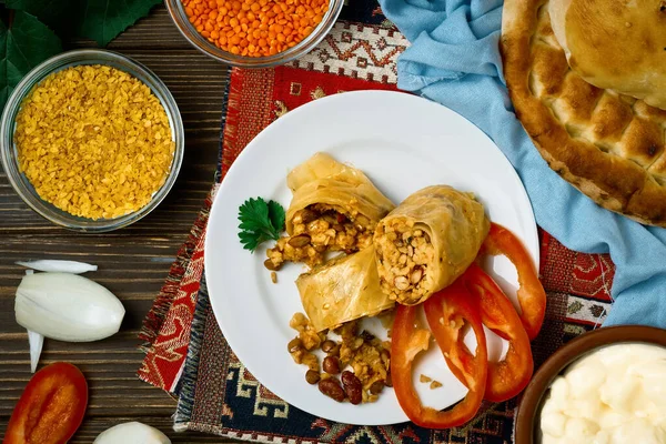 Rouleaux Chou Dolma Légumes Carême Pasuts Tolma Est Plat Végétarien — Photo