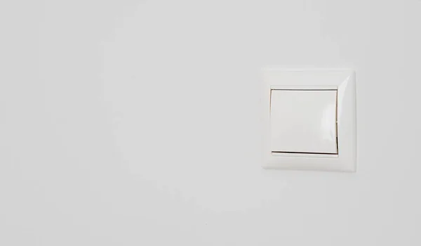 White Electrical Switch White Plastered Wall Close Copy Space — Stock Photo, Image