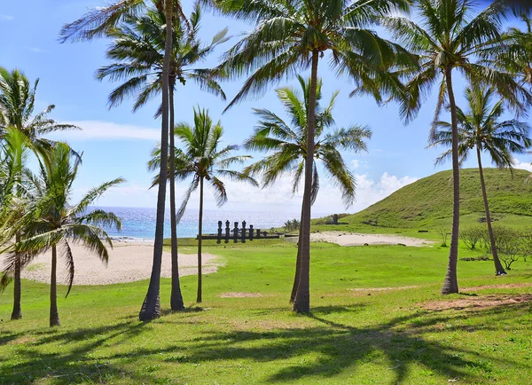 Playa de Anakena, Isla de Pascua — Foto de Stock