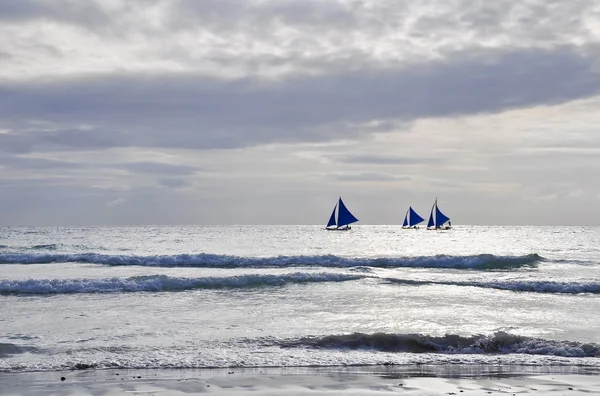 Blue sails of Boracay — Stock Photo, Image