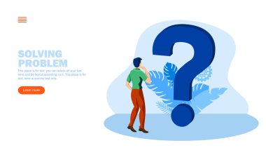 person looking at question mark concept vector illustration