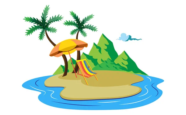 Пляж Розслабляючий Стілець Векторний Пейзаж Королівський Вільний Вектор — стоковий вектор