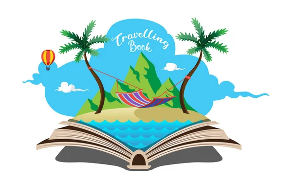 Hammock Beach Which Open Book Travelling Concept Travelling Book Royalty — Διανυσματικό Αρχείο