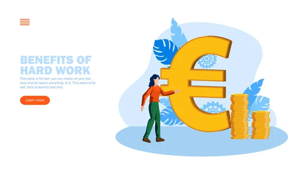 Personne Regardant Euro Signe Avec Des Pièces Concept Vectoriel Illustration — Image vectorielle