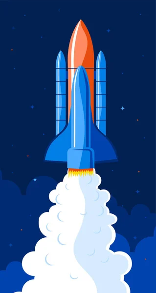 Raketenstart Rakete Himmelsvektor Illustration — Stockvektor