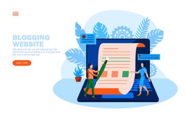 team discussing writing, blogging vector illustration