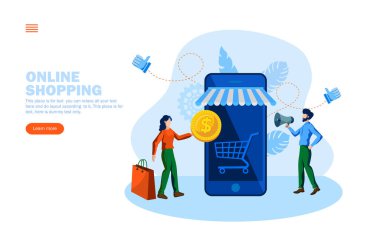 online shopping with cart and money vector illustration concept