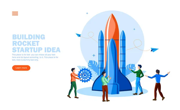 Team Building Start Idee Raketenvektor Illustration Konzept — Stockvektor