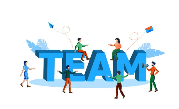 Team Working Interacting Word Team Vector Illustration Concept — Stock Vector