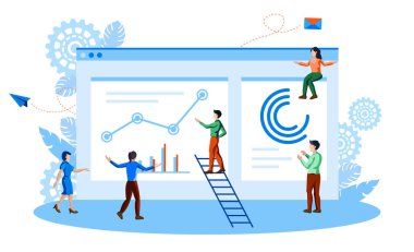 takım internet üzerinde çalışıyor, çevrimiçi yazılım vektör illüstrasyon kavramı