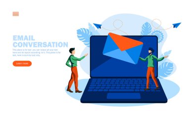 Bir adamdan diğerine gönderilen e- posta vektör illüstrasyon kavramı