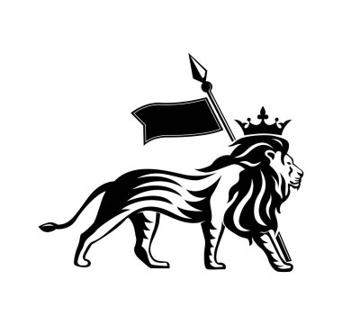 Aslan logosu, kraliyet kral hayvanı, vektör illüstrasyon simgesi