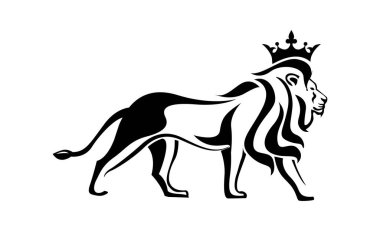 Aslan logosu, kraliyet kral hayvanı, vektör illüstrasyon simgesi