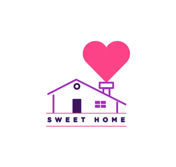 Belle Maison Logo Amour Coeur Icône Illustration Vectorielle — Image vectorielle