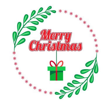 Hediye vektör illüstrasyonuyla noel çemberi sınırı