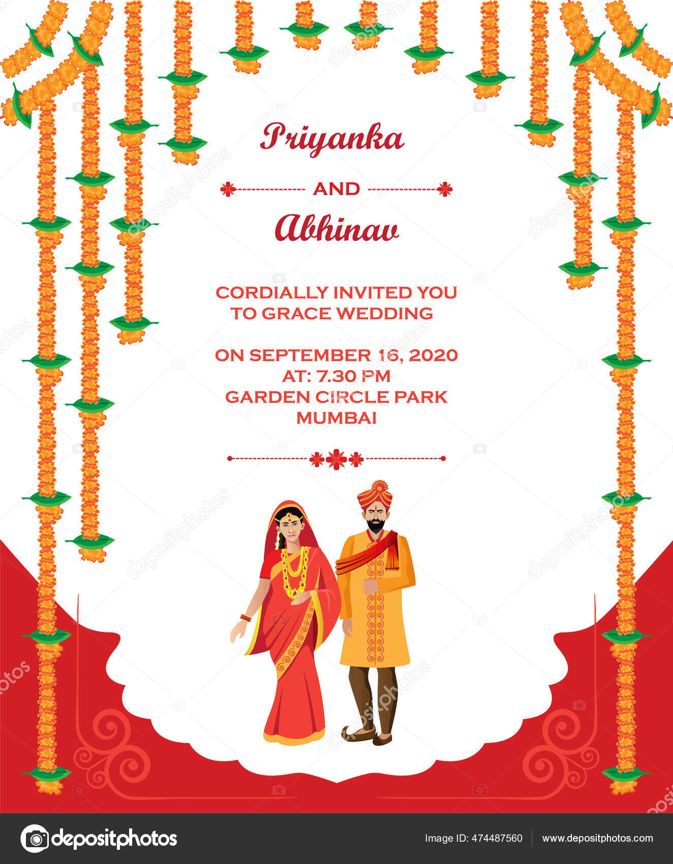 Hindu Wedding Invitation Card Template Design Vector Illustration Stock Hindu Wedding Invitation Card Template Design Vector Illustration Stock