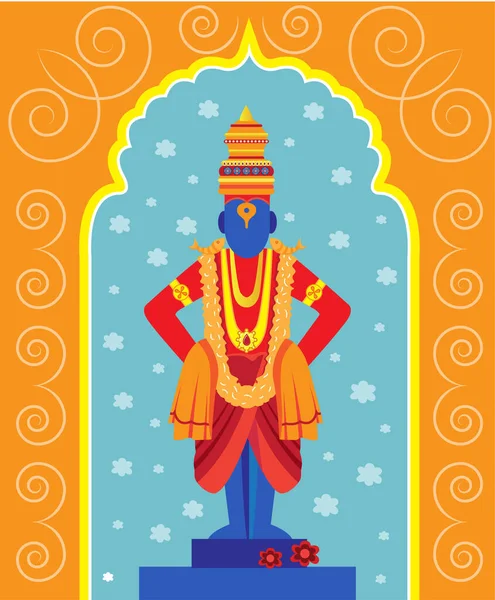 Indian God Vitthal Pandurang Decorative Element — Vector de stock
