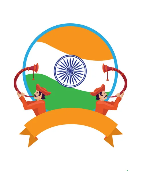Indický Tutari Muž Indickou Vlajkou Oslavy Vektorové Ilustrace — Stockový vektor
