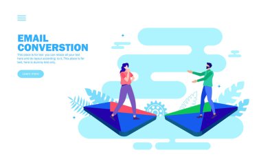 İnsanlar posta ile sohbet eder, düz vektör illüstrasyonuna cevap verir