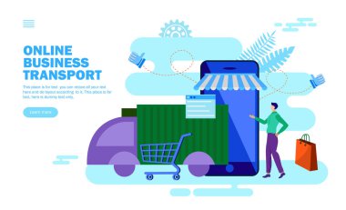 çevrimiçi iş taşımacılığı duyurusu düz vektör illüstrasyonu