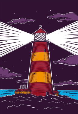 Klasik el çizimi sanat feneri oymalı renk vektörü çizimi