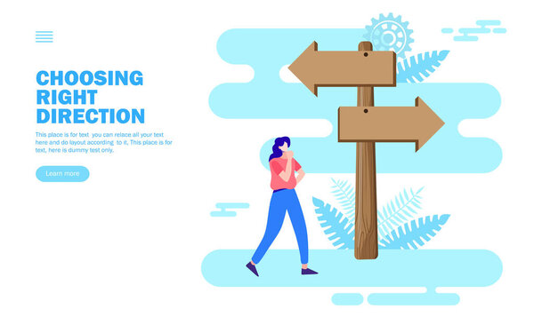 запутанный человек выбирает направление пути плоский вектор иллюстрации