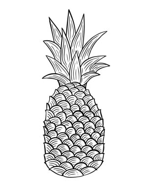 Ananas meyveli el oymalı çizim vektör illüstrasyonuName