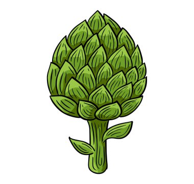 Enginar el oymalı çizim vektörü