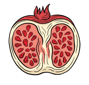 Nar meyveli el oymalı çizim vektörü