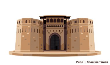 Tarihsel Simge Pune shaniwar wada izole vektör çizimi