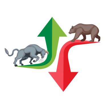 Ayı ve boğa borsa konsept vektör çizimi
