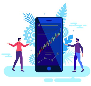 Uygulama vektör illüstrasyonlu takım analizi borsada