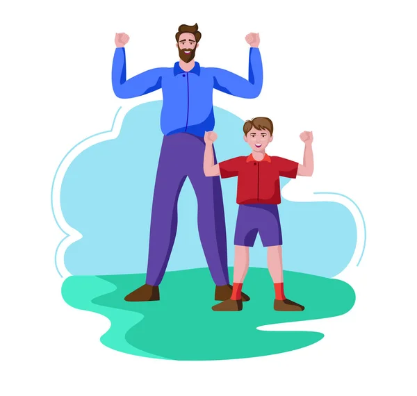 Ισχυρό Πατέρα Και Αγόρι Διανυσματική Απεικόνιση — Διανυσματικό Αρχείο